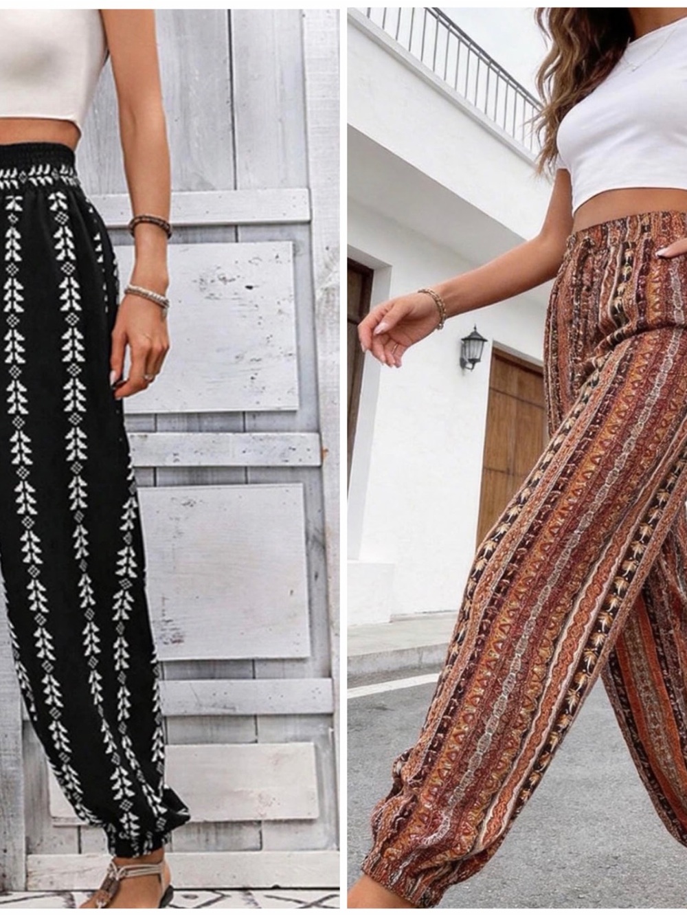 Bundle of 2 Pairs of Lantern Boho Jogger Harem Casual Pants size M